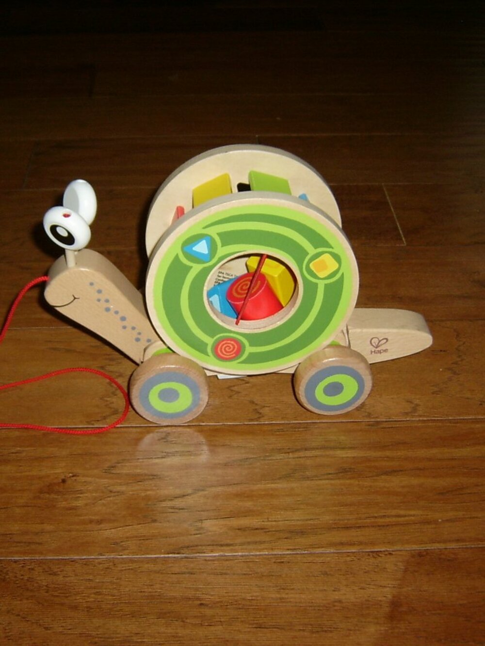 Hape Wooden Snail Pull Toy Shape Sorter Toddler Learning Toy, VGUC